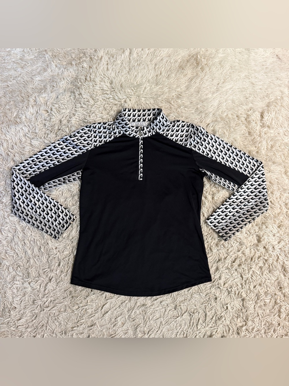 Women’s Medium Black/White Sansoleil Long Sleeve Horseback Riding Sunshirt